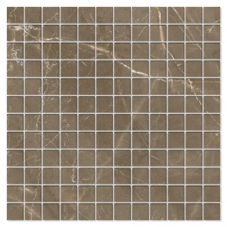Marmor Mosaik Klinker <strong>Bottocino</strong>  Brun Polerad 30x30 (2.5x2.5) cm