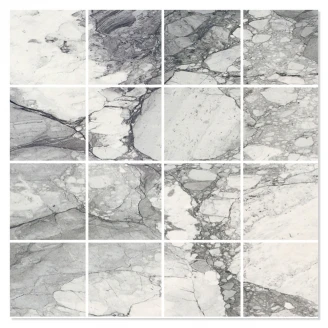 Marmor Mosaik Klinker <strong>Lenolla</strong>  Grå Polerad 30x30 (7x7) cm