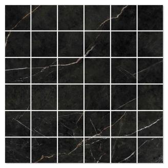 Marmor Mosaik Klinker <strong>Royal</strong>  Svart Polerad 30x30 (5x5) cm