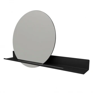 Spegel <strong>Sommardopp</strong>  Diameter 60 cm Hylla 97 cm Svart